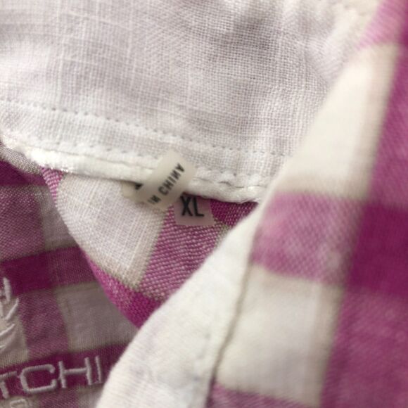 Bugatchi Button Shirt Mens Size XL Linen Shaped Fit Plaid Long Sleeve - Picture 7 of 16